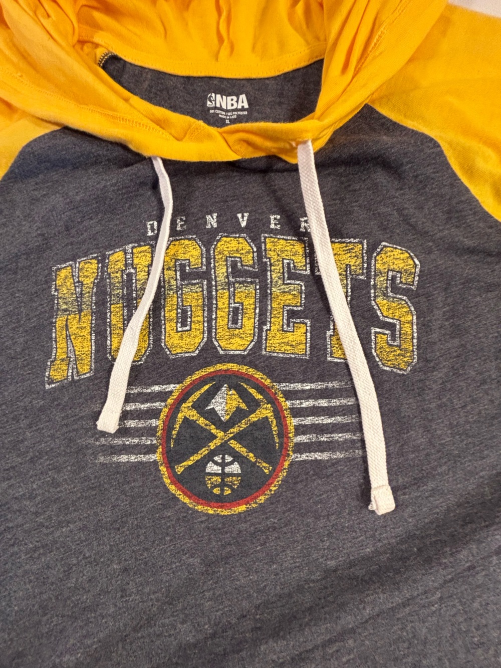 NBA Denver Nuggets Gray and Yellow Men's Hoodie